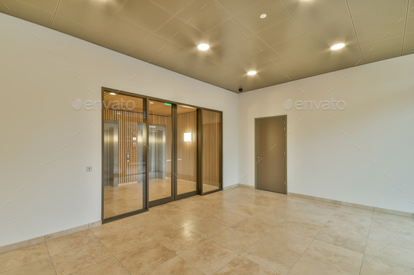 Spacious lobby of a residential building