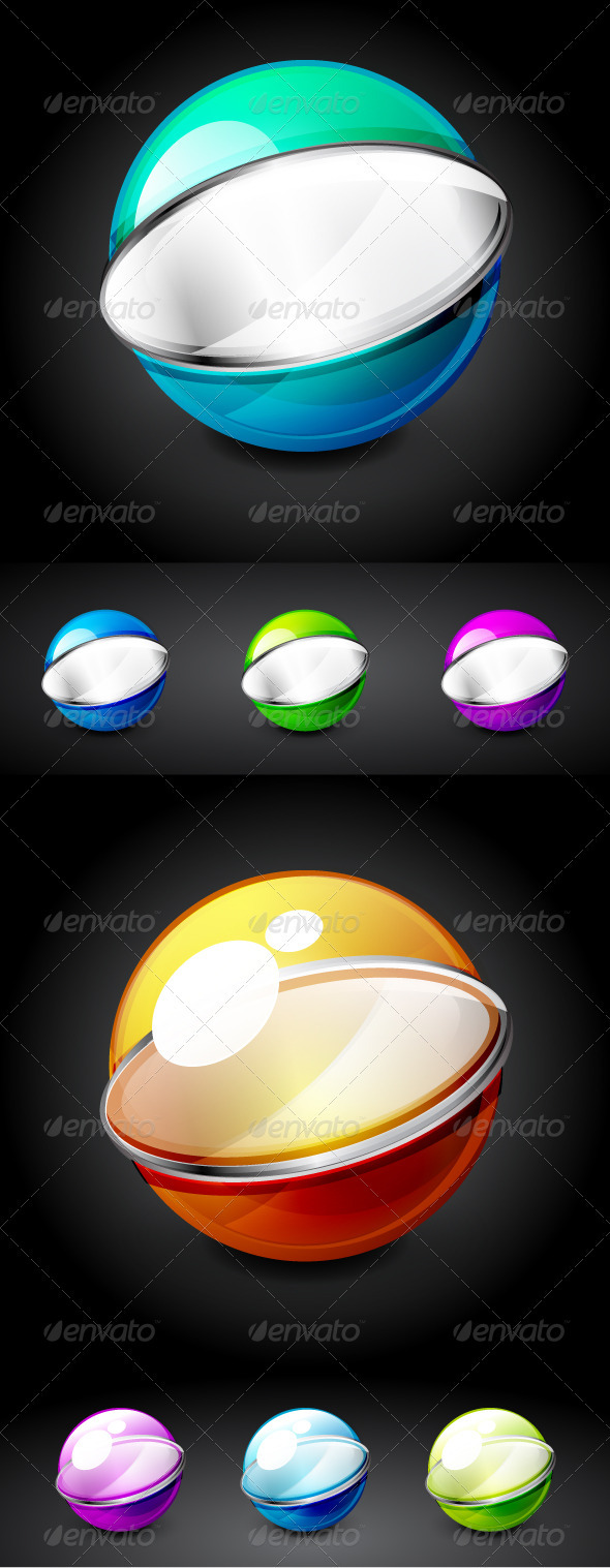 Glossy Vector Technology Spheres - Decorative Symbols Decorative