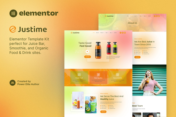 Justime – Juice Bar, Smoothie & Organic Food Elementor Template Kit