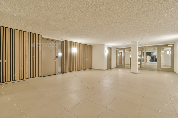 Spacious lobby of a residential building