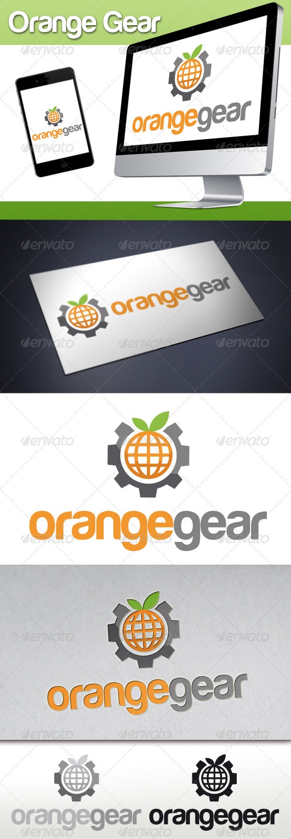 Orange Fruit World Gear Logo - Food Logo Templates