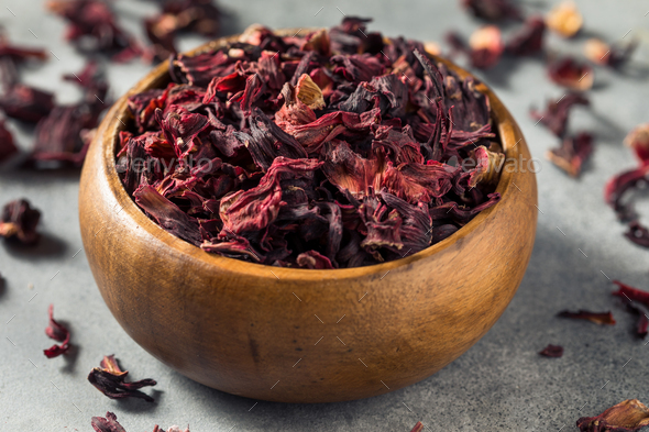 Raw Red Organic Dried Hibiscus Flower Tea Stock Photo by bhofack2