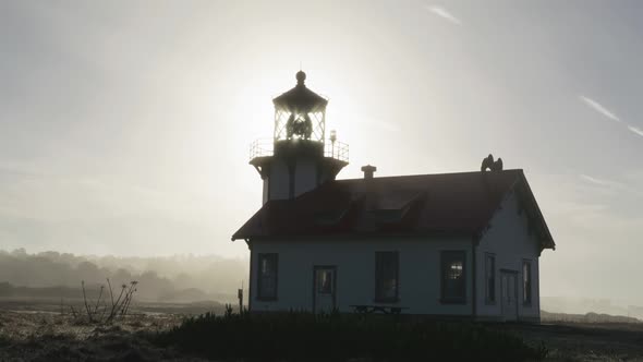 Sunrise Scene on Marine Landmark Light House Historic Architecture Building USA alt