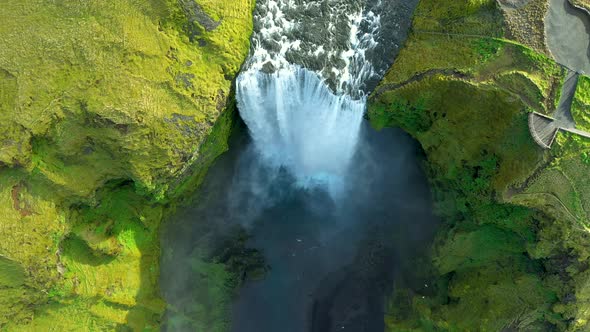 Above View of Skogafoss Waterfall, Iceland alt