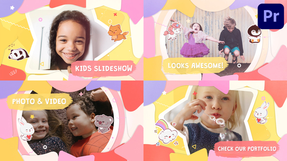 Cartoon Kids Slideshow | Premiere Pro MOGRT