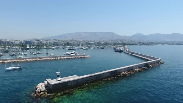 Aerial View Of The Entrance Of Alimos Marina In Athens alt
