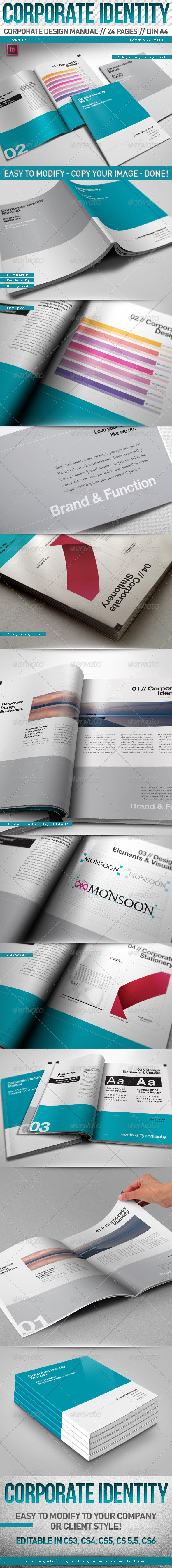 Corporate Design Manual Guide DIN A4 // 24 Pages - Corporate Brochures