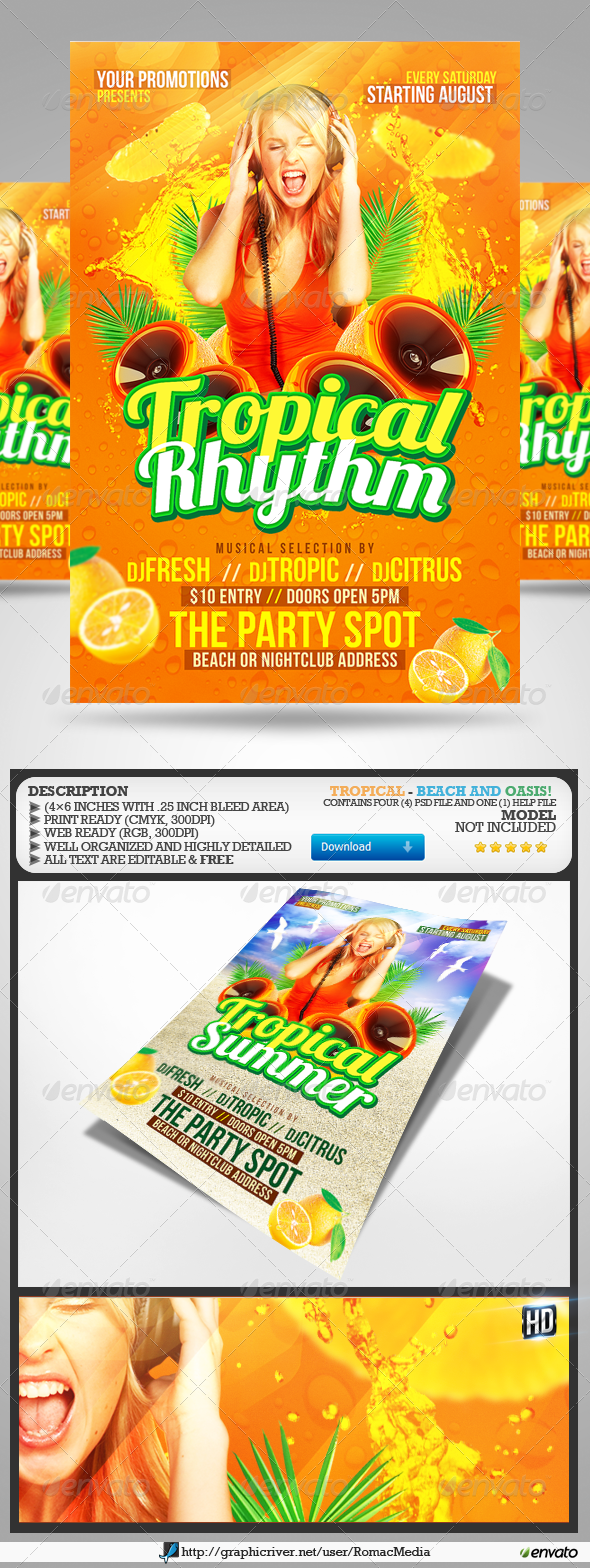 Tropical Party Flyers - Events Flyers