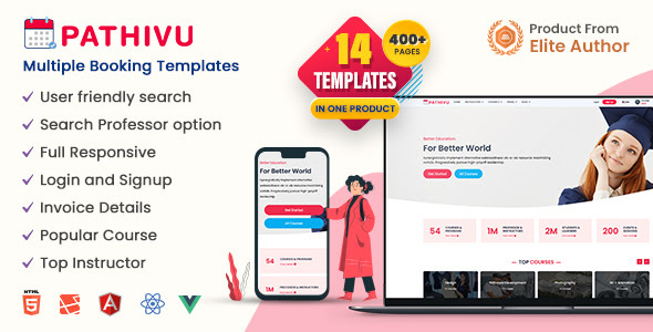 Pathivu -  Multi-Purpose Booking Management Template (HTML + Laravel + Vue + Angular + React)