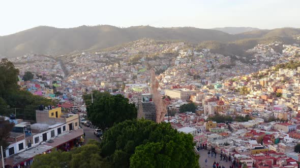 AERIAL: Guanajuato City and The Pipila, Mexico (Ascending) alt