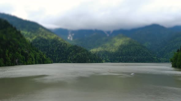 Amazing View of Riza Lake with TiltShift Effect alt