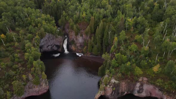beautiful waterfall in minnesota by lake superior north shore alt