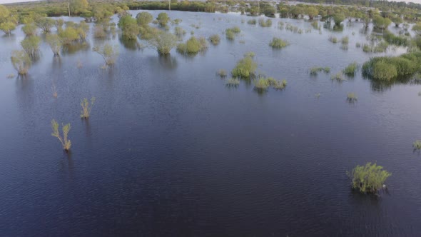 Aerial Drone Footage of High Water in Spring Time