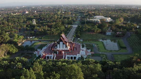 Aerial View of Royal Park Rajapruek Botanical Garden and Pavilion in Chiang Mai Thailand alt