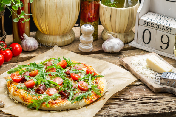 International Day of pizza in in February - Stock Photo - Images