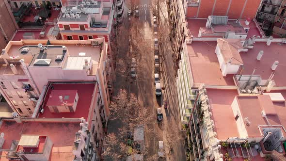 Aerial Shot of Street in Barcelona