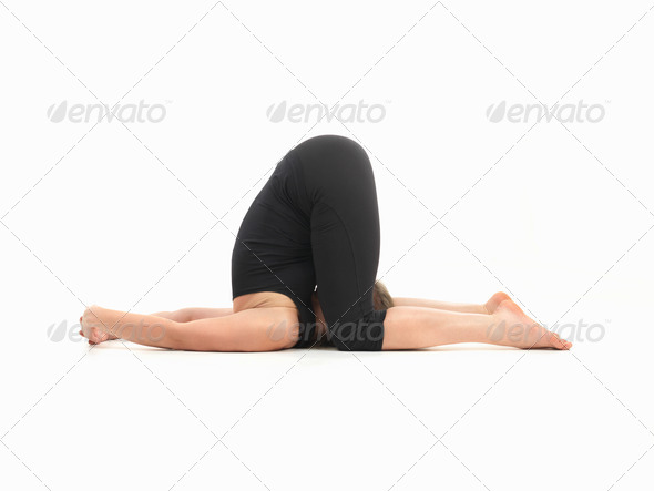 difficult yoga pose Stock Photo by shotsstudio