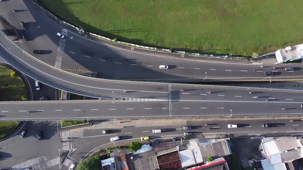 Aerial drone shoot of the atmosphere over highway and overpass before Eid al-Fitr in Yogyakarta. alt