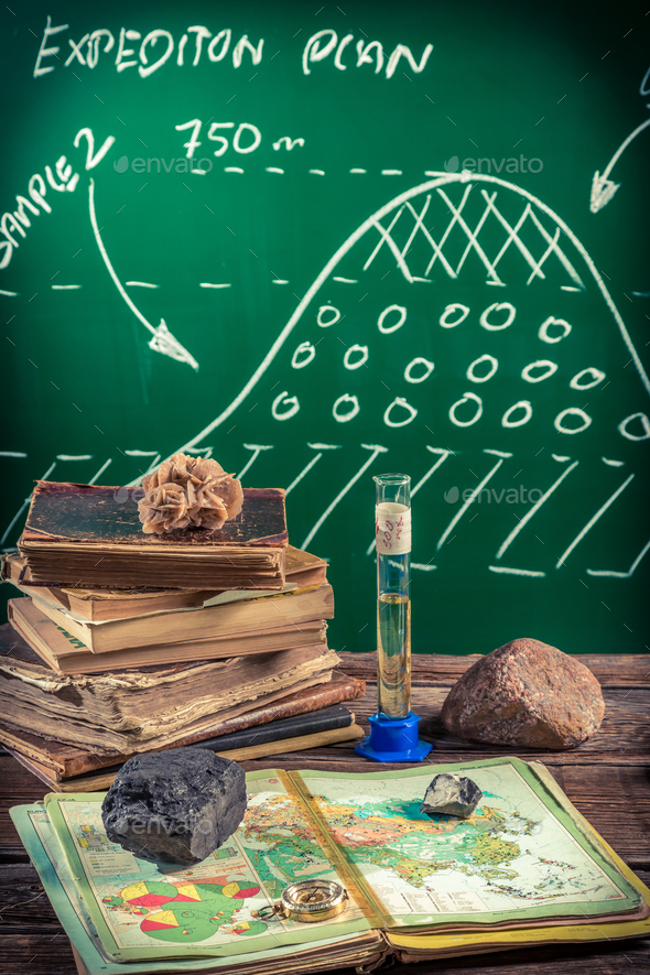 Natural resources of the earth at a geography lesson - Stock Photo - Images