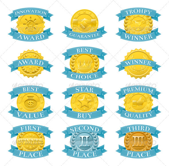 Award Medals or Badges - Web Elements Vectors