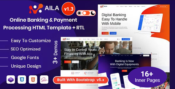 Exceptional Aila - Banking Finance & Money Transfer HTML Template