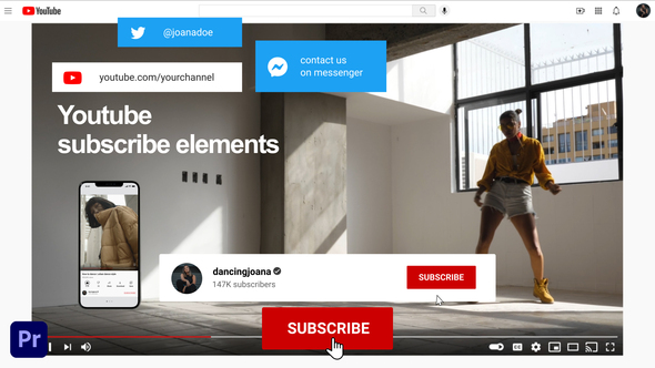 Youtube Subscribe Elements | For Premiere Pro