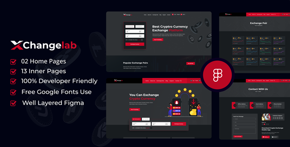 Xchangelab - Crypto Currency Exchange And Dollar Buy Sell Figma Template