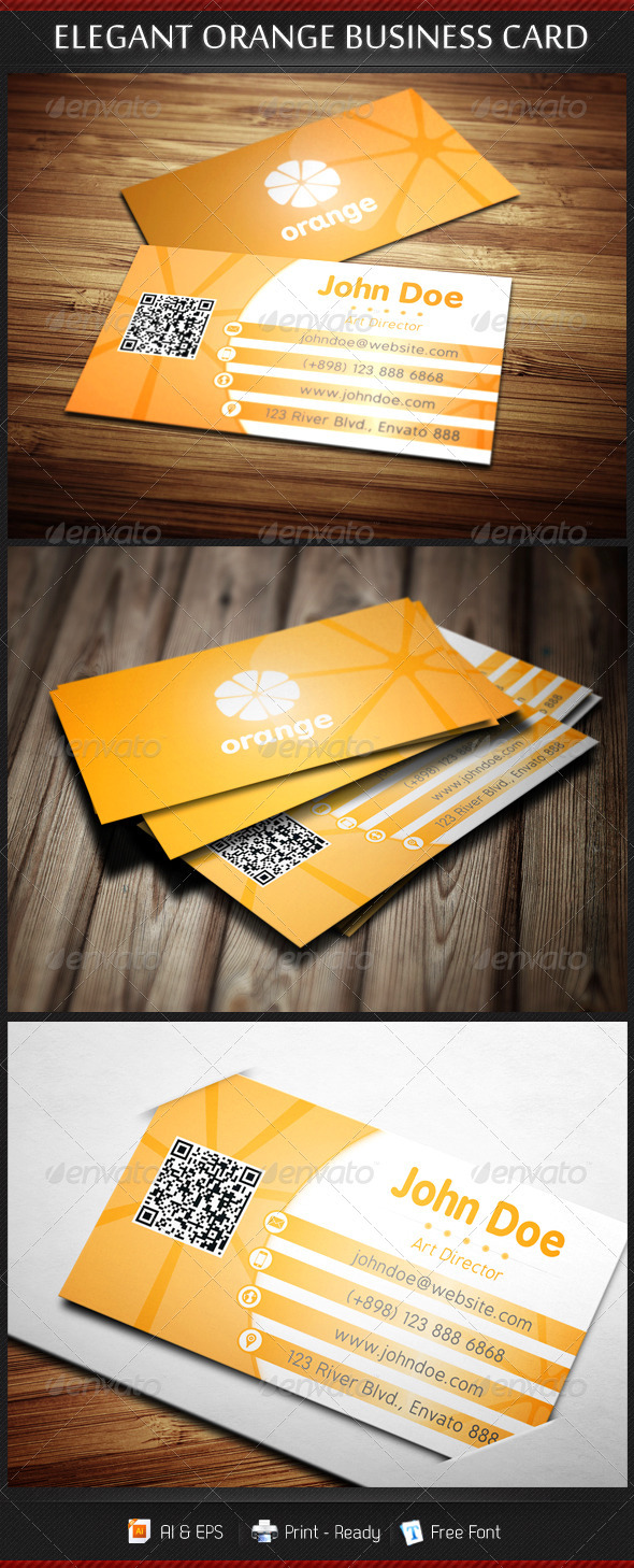 Elegant Orange Business Card Template - Creative Business Cards