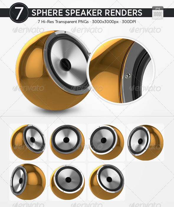 7 Sphere Speaker Renders - Technology 3D Renders