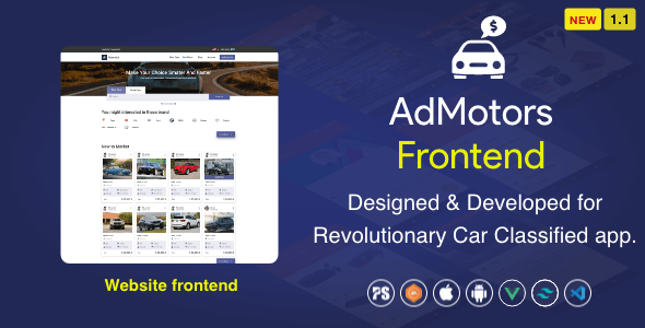 AdMotors Frontend with Vue.js, Tailwind CSS and PHP Backend (Car Buy Sell Classified ) 1.1