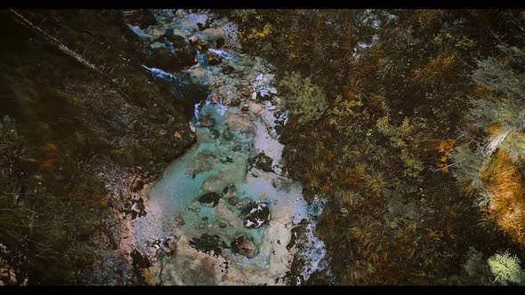 Aerial drone flight through otschergraben in autumn alt