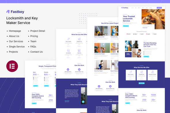 Fastkey | Locksmith and Key Maker Service Elementor Template Kit