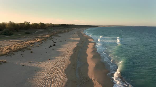Empty tropical beach before sunset alt