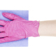 hand in pink glove holds flat blue rag isolated - PhotoDune Item for Sale