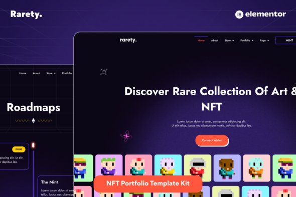 Rarety - NFT Portfolio Elementor Template Kit