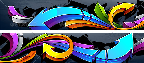 Two horizontal graffiti banners - Backgrounds Decorative