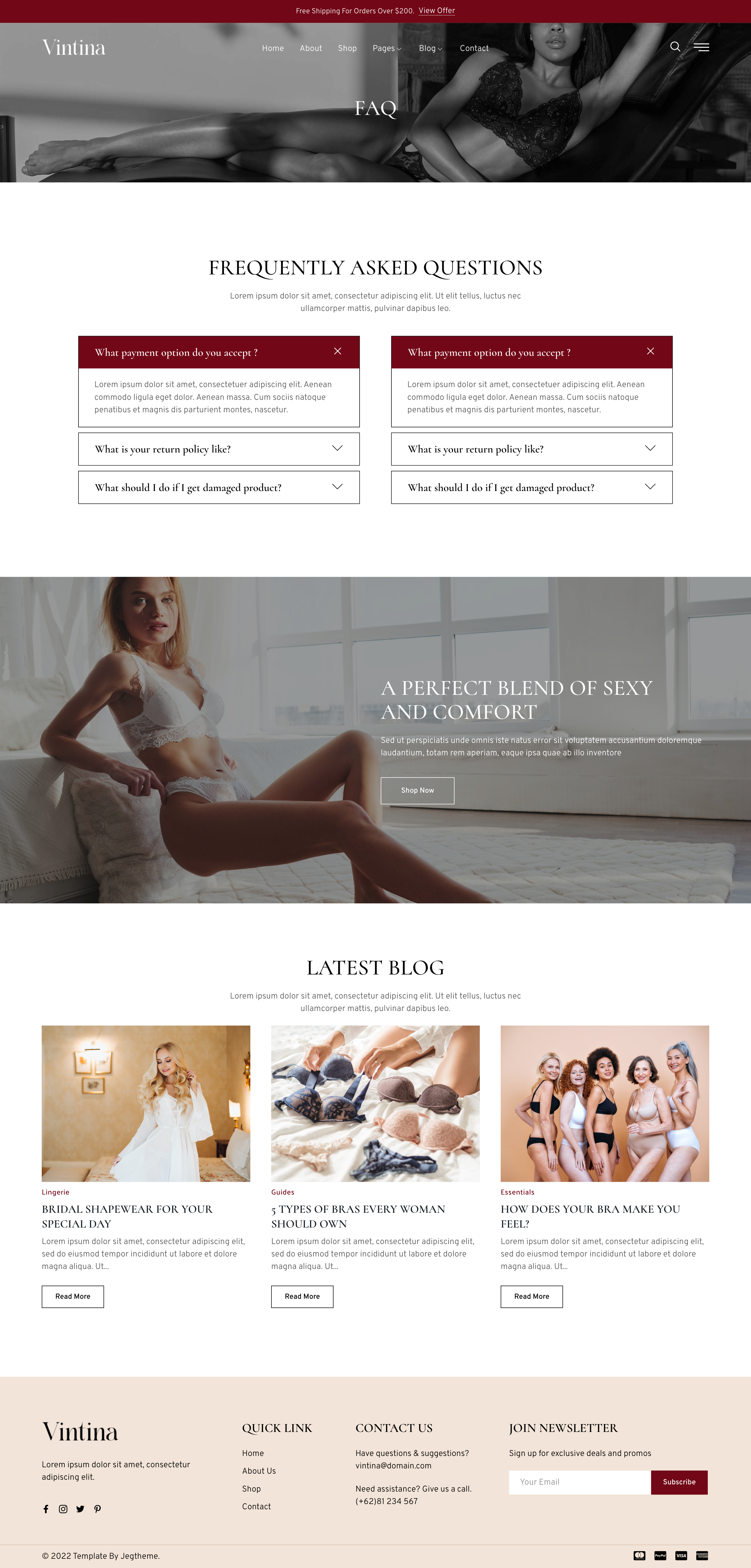 Vintina – Lingerie & Underwear Store Elementor Template Kit by