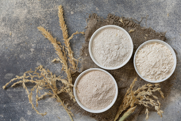 Wheat flour coarse from whole wheat grains, wheat bran Stock Photo by ...