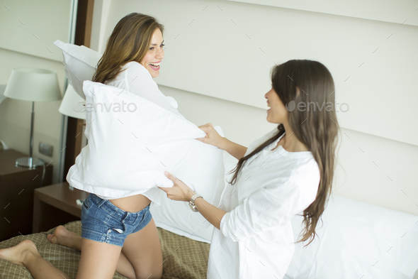 Pillow fighting - Stock Photo - Images