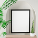 Portrait frame mockup with palm on white wall. 3d render - PhotoDune Item for Sale