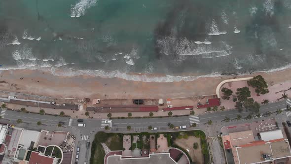 Aerial view on the bay of Cote d'Azur and La Ciotat village, France alt