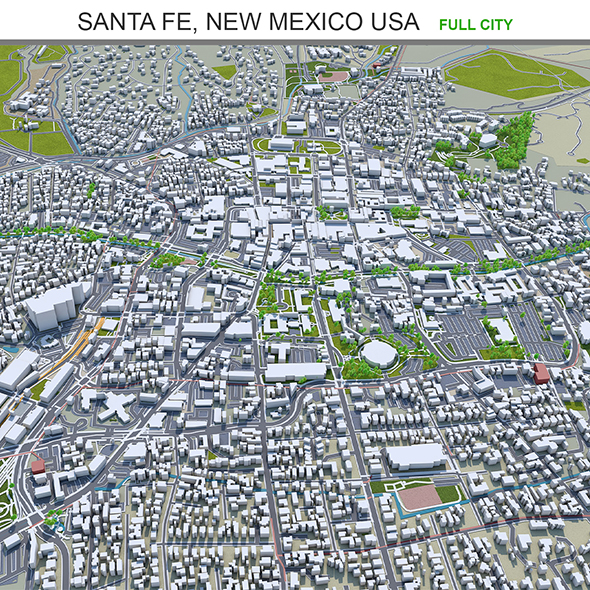 Santa Fe city New Mexico USA 3d model 50km
