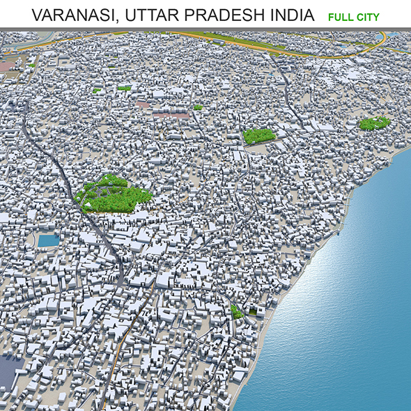 Varanasi city Uttar Pradesh India 3d model 30km
