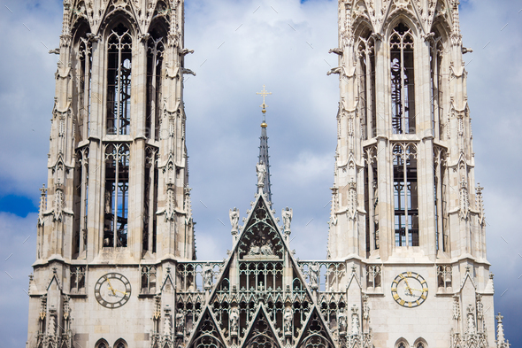 Vienna landmark - Votivkirche Votive Church - Stock Photo - Images