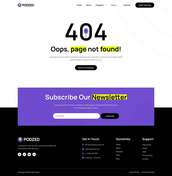 Podzed - Podcaster & Radio Station Elementor Template Kit