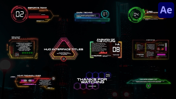 HUD Interface Titles for After Effects Titles template preview