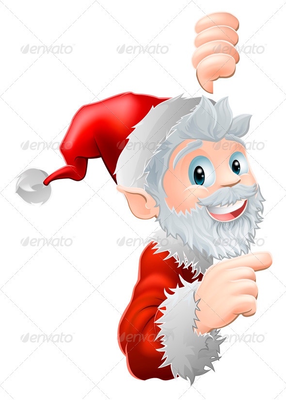 Santa Peeking and Pointing - Christmas Seasons/Holidays