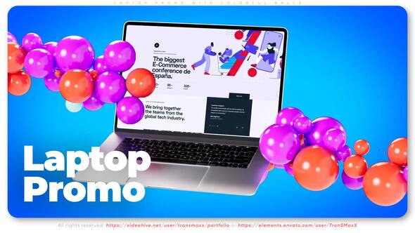 Laptop Promo With Colorful Balls Product Promo template preview