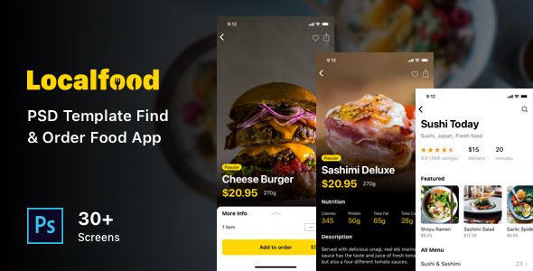 Localfood - PSD Template Find & Order Food App