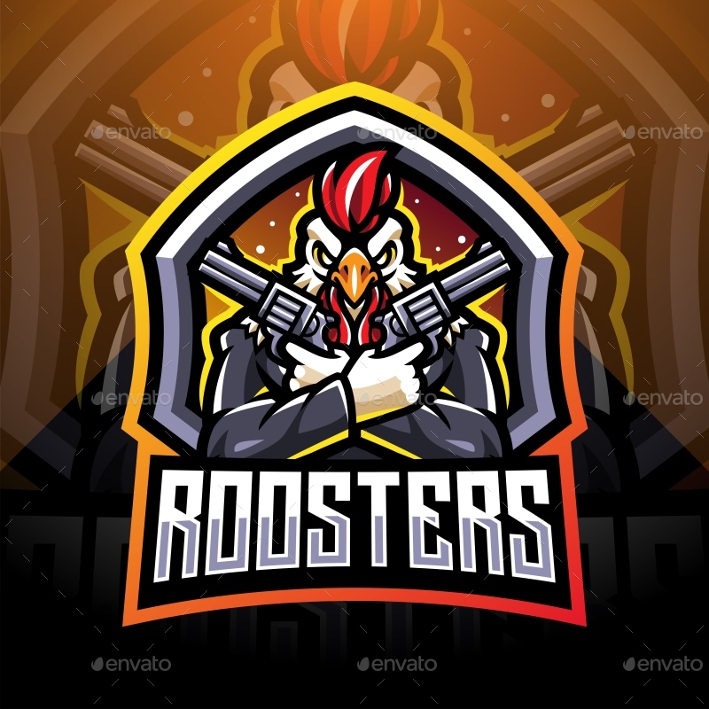 Rooster With Gun Mascot, Vectors | GraphicRiver